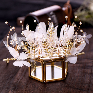 Hairpin hair clip hair accessories for women Crown Pin feather water diamond crown crown headdress Tiara wedding headdress crown