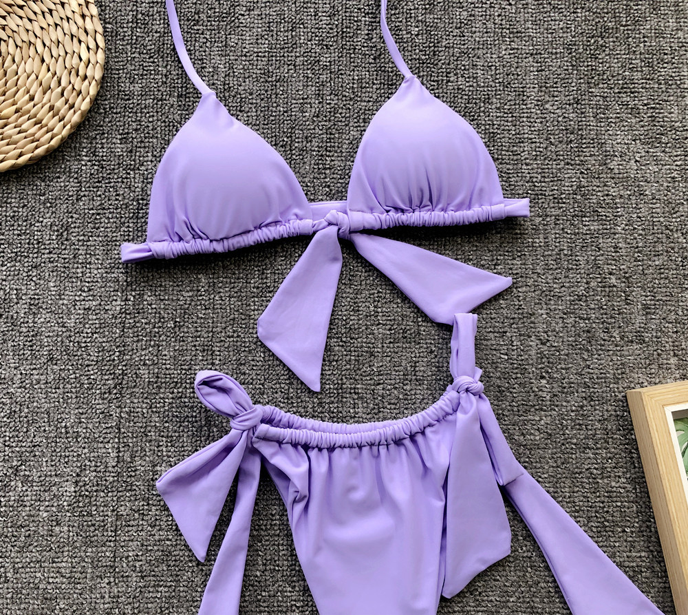 bikini simple color sólido traje de baño dividido damas traje de baño caliente NSDA1211