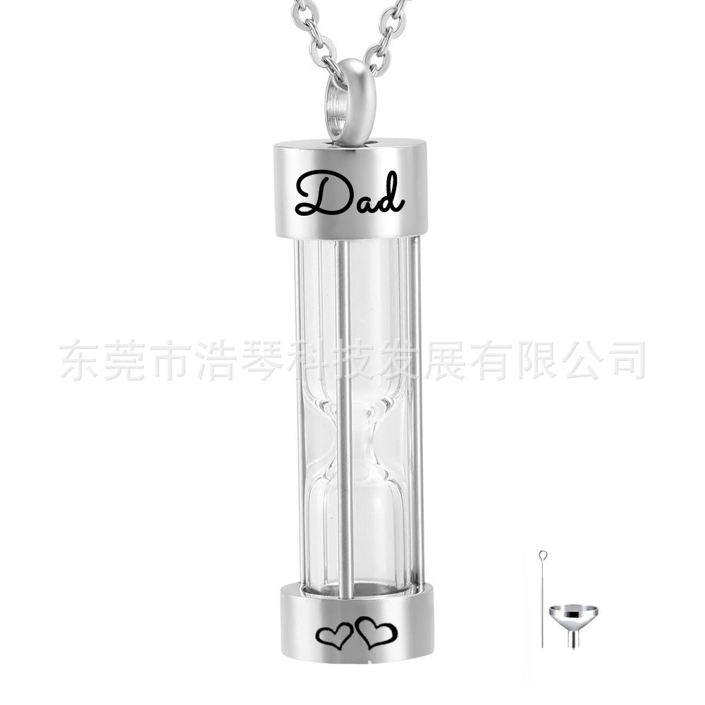 Трансграничные поставки европейских и американских горячих продавая памятных родственников папа пепел ожерелье можно открыть стеклянные песочные часы флакон духов кулон