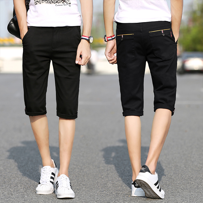 Popular elástico slim fit deportivo casual recortada pantalones de los hombres cuatro estaciones regulares stretch shorts estilo coreano versátil pantalones de los hombres