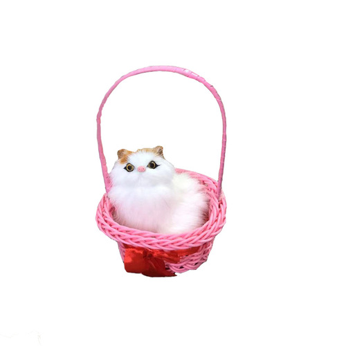 Simulation cat animal makes sounds, basket-style kitten toy, zodiac animal ornament model, animal small kitten ornament plush
