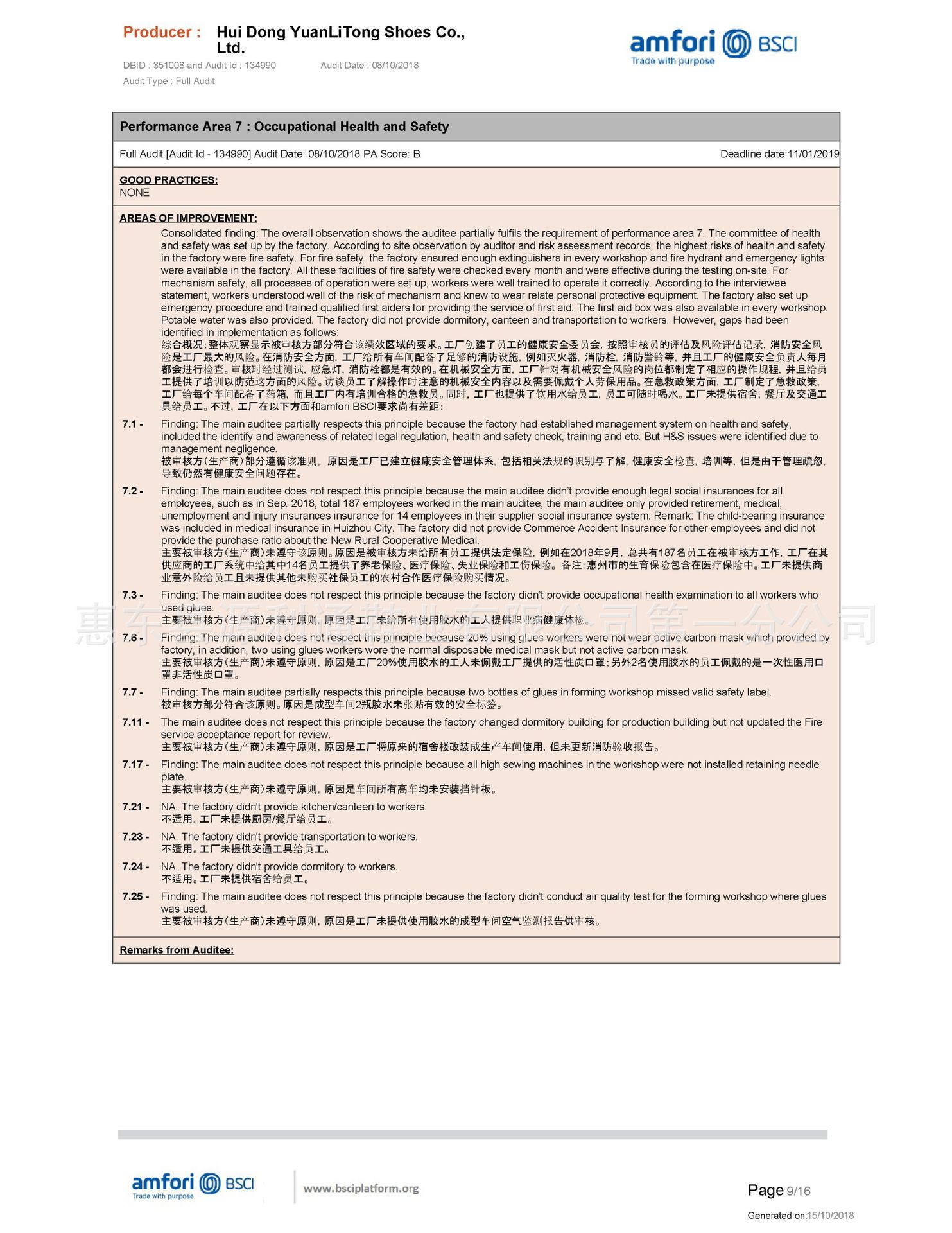 2018 BSCI OF YUANLITONG SHOES