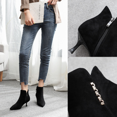 [Plush]Bootie Stiletto Tip 2019 Autumn new pattern Women's Boots Bootie winter Women's Shoes boots