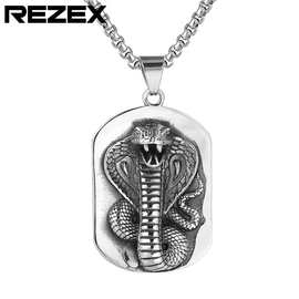 P0341-NK05 外贸饰品批发 欧美 复古眼镜蛇蛇王男士钛钢吊坠项链