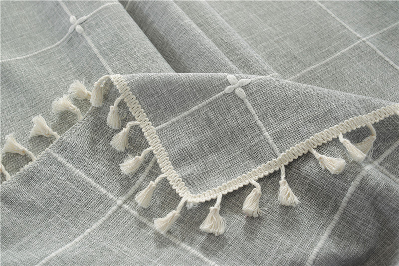 Jacquard Embroidered Cotton Linen Tassel Tablecloth Rectangular_voghion.com