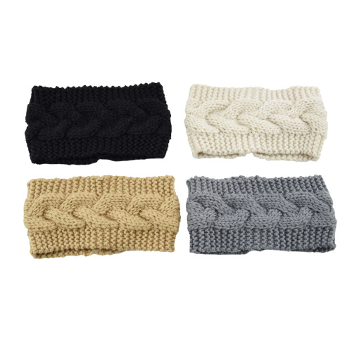 European and American Large Model Crochet Knitted Yarn Headband Ear Cover Elastic Handmade Hair Accessory Warm Autumn Winter Headband