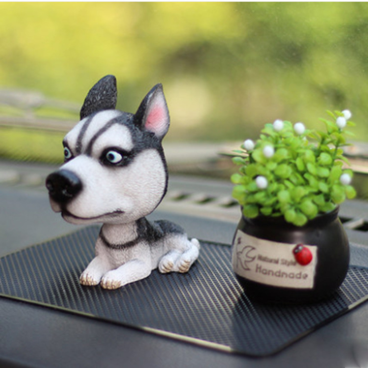 Creative Husky Car Shaking His Head Decoration Cute Puppy Cartoon Animal Doll Home Decoration