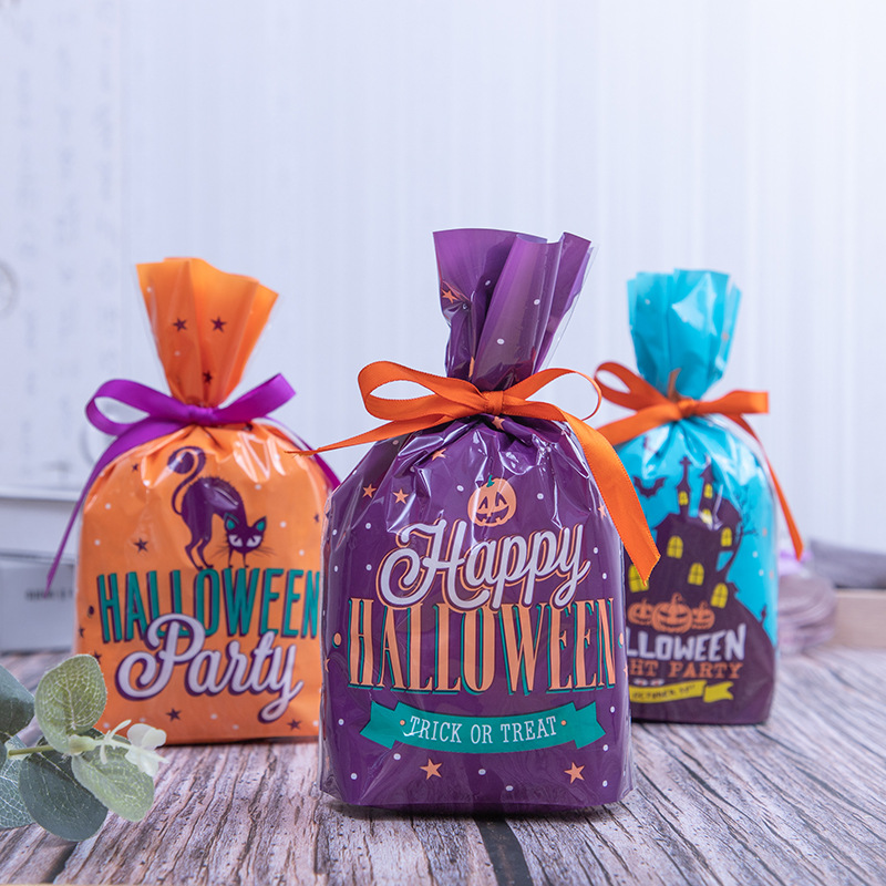 Manufacturers Spot Halloween originality opp Flat mouth candy bag Castle Pumpkin biscuit Packaging bag 50 Gold