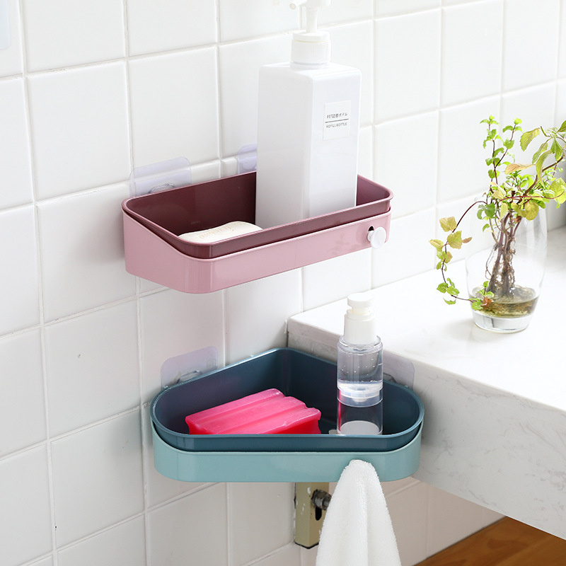 Creative double-layer bathroom cosmetics storage basket shower gel soap storage rack can be hung towel storage soap box Creative double-layer bathroom cosmetics storage basket shower gel soap storage rack can be hung towel storage soap box