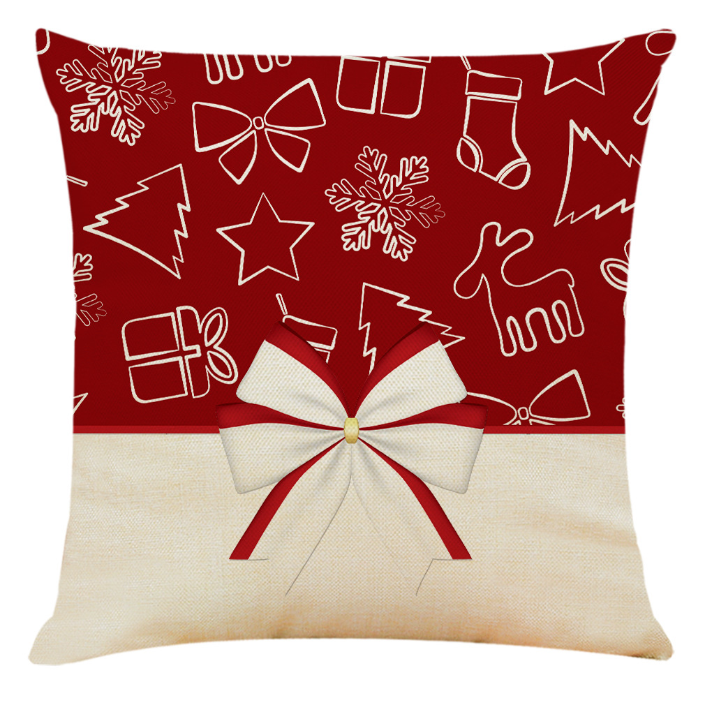 wish 亚马逊新款圣诞创意棉麻抱枕套 汽车抱枕家居沙发靠垫定制