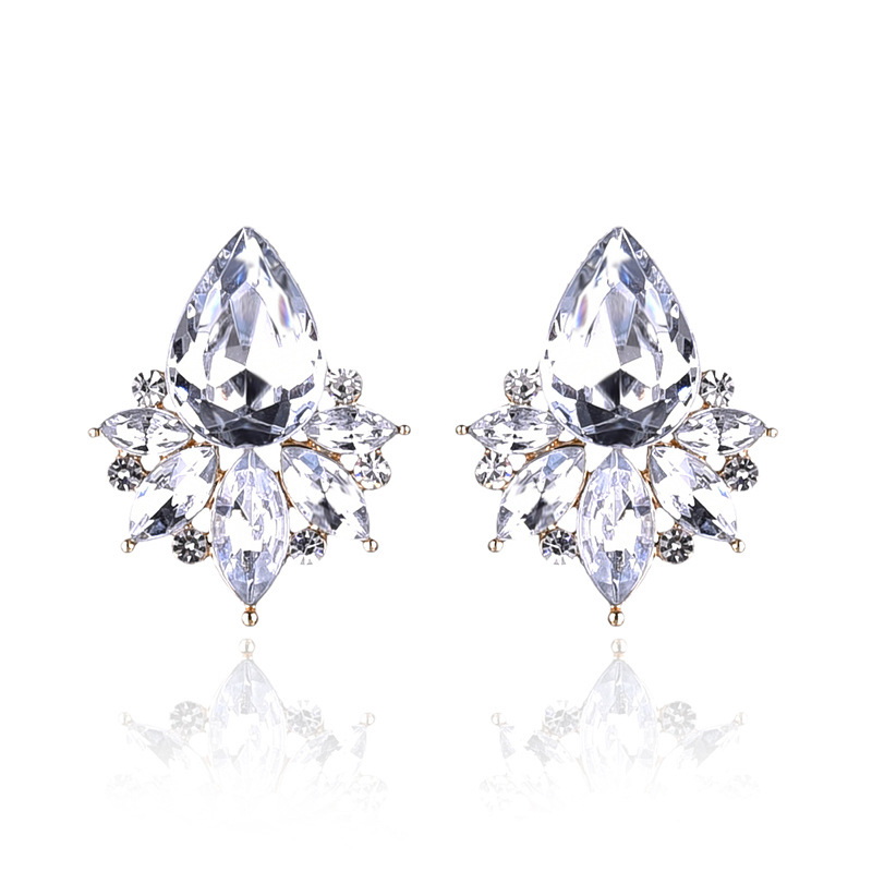 1 Pair Glam Water Droplets Inlay Alloy Artificial Crystal Drop Earrings display picture 5