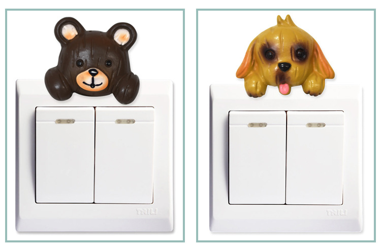 10-yuan wholesale of street stall goods, three-dimensional small animal switch stickers, cartoon creative wall stickers, bedroom wall socket decoration covers detail image 11
