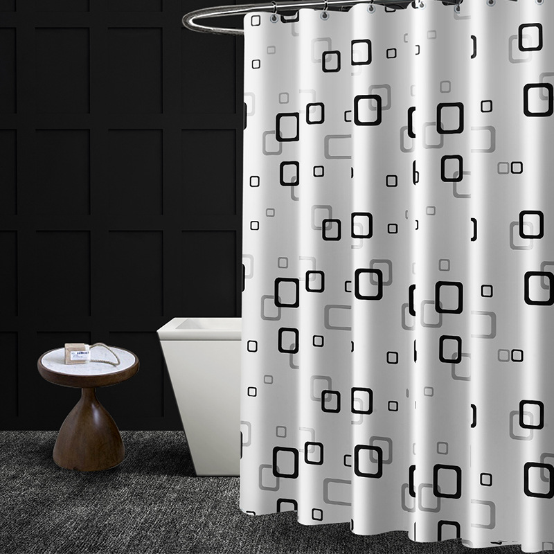 Shangtao brand bathroom PEVA small square shower curtain shower curtain factory spot mixed batch thick waterproof shower curtain