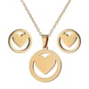 Necklace, chain, set stainless steel heart-shaped, jewelry, 3 piece set, wholesale