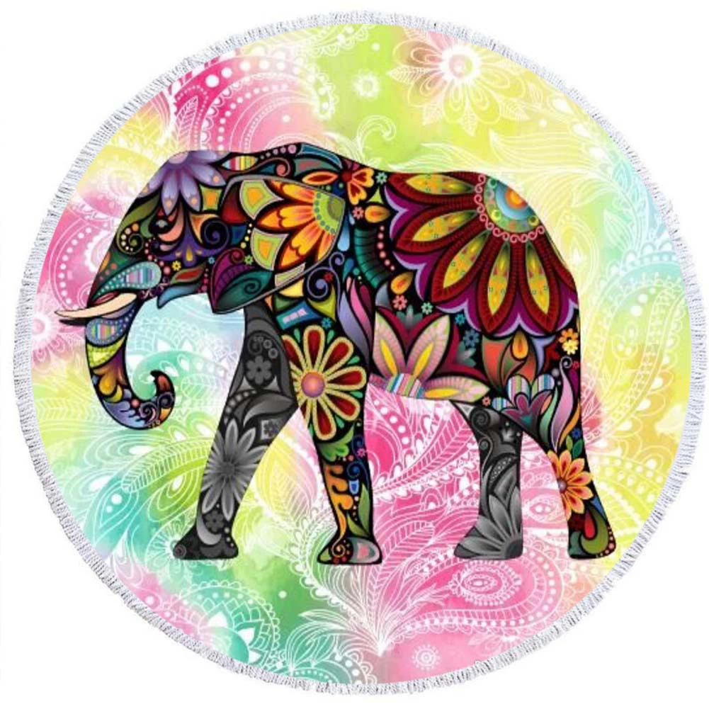 2 день мода волосы Мандала круглый печатных пляжное полотенце из микрофибры пляж Подушка 150 кисточкой края