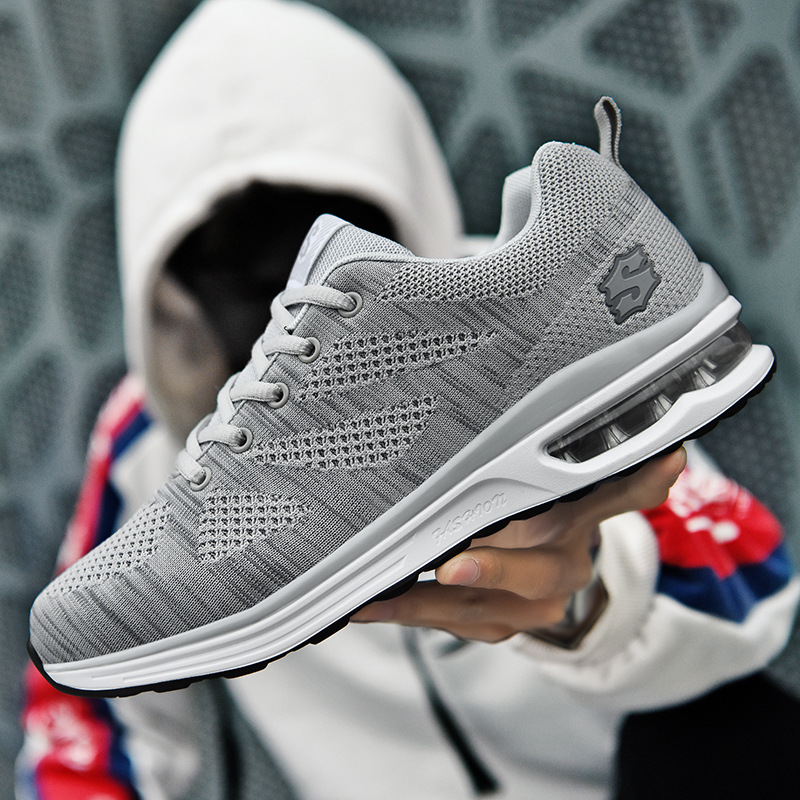 2019春夏季男士气垫鞋 新款透气飞织男士运动鞋休闲跑步鞋子批发