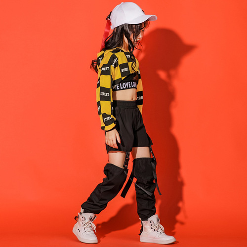 Korean Children's Jazz Dance Set Tank Top Hip Hop Clothes Hip-Hop Girls Street Dance Trendy Costume Performance Outfit