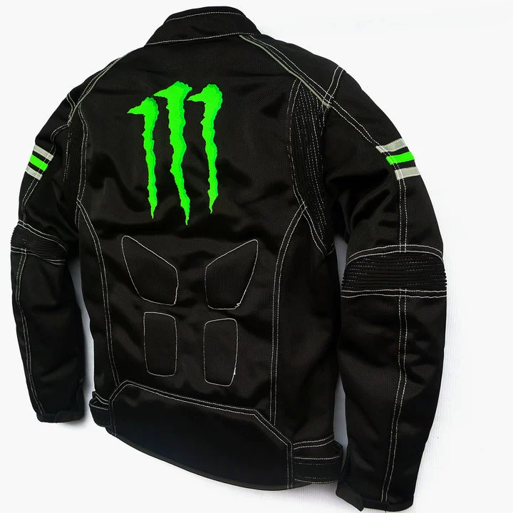 Zomer ademende motorracejas met anti-val beschermende kleding - Monster Energy Design [motorjas, racepak]