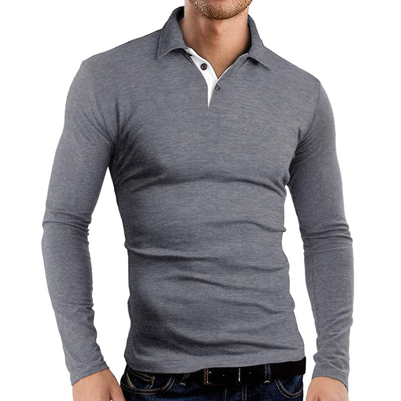 Herrpolo med lång ärm och krage för business och golf_voghion.com