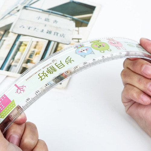 Cartoon transparent ruler stationery for primary school students for children's drawing 20cm creative long ruler school supplies wholesale