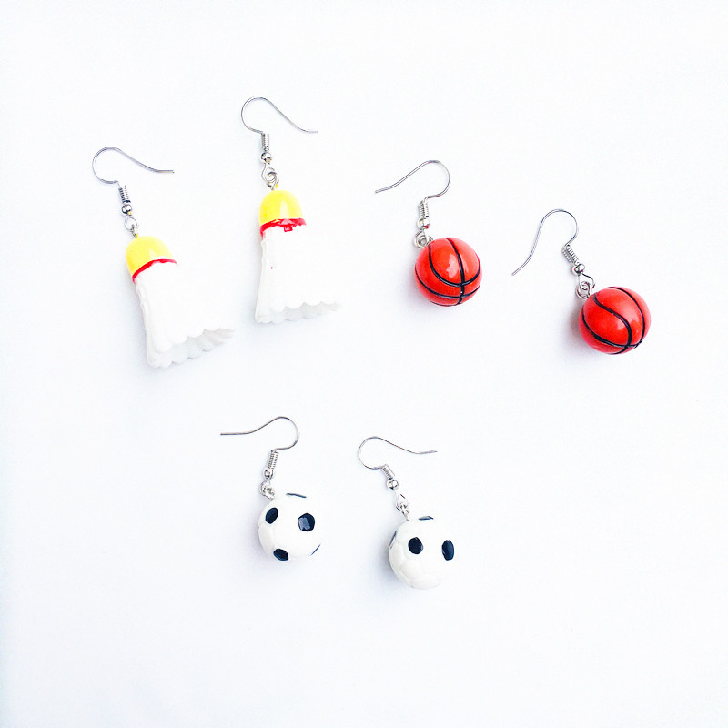 Vintage Mini Simulation Football Basketball Badminton Earrings display picture 1