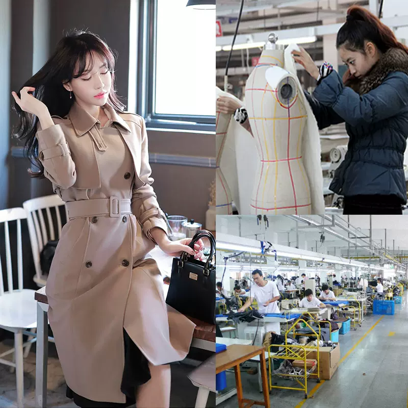 2019秋冬不易皱中长款显瘦气质女装风衣外套小批量高定来样加工