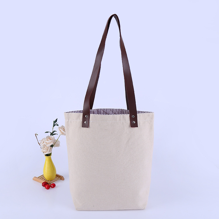 厂家制定购物帆布袋 空白学生帆布袋 pu皮单肩手提袋供应印刷logo