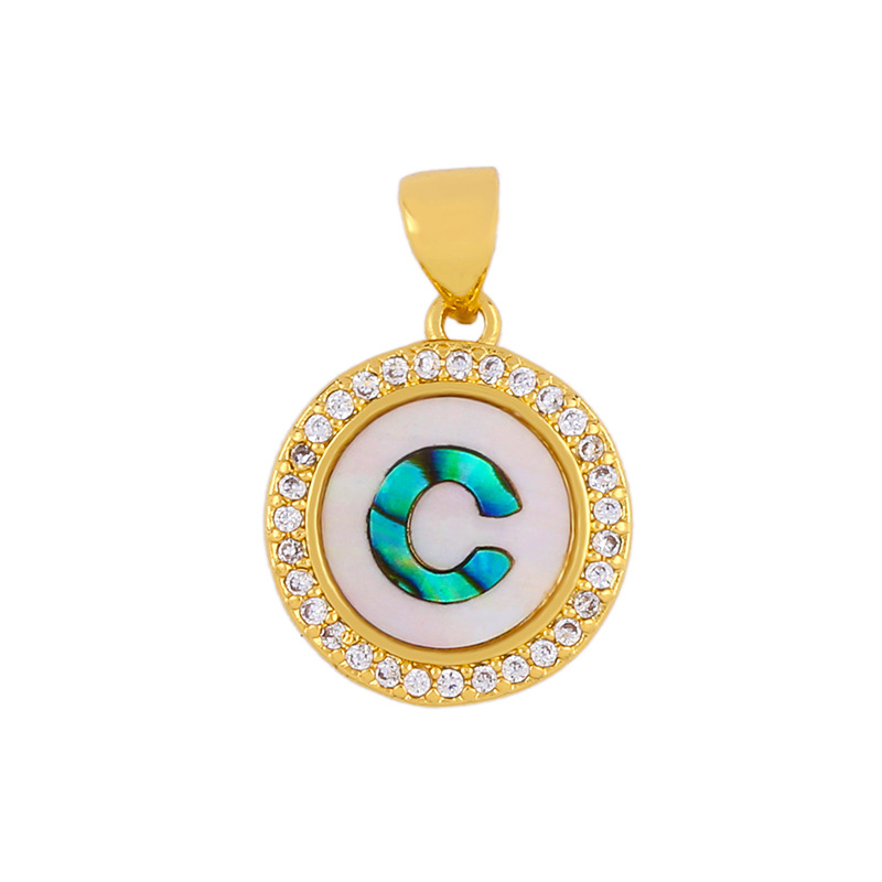 Explosive Letter Necklace Round Colored Shell 26 Letter Diamond Necklace display picture 14