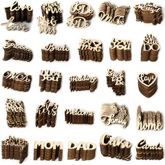 European and American Wooden Crafts: Wedding & Valentine's Day Scene Props—Alphabet Decorations, 15 Pieces per Pack, Wholesale