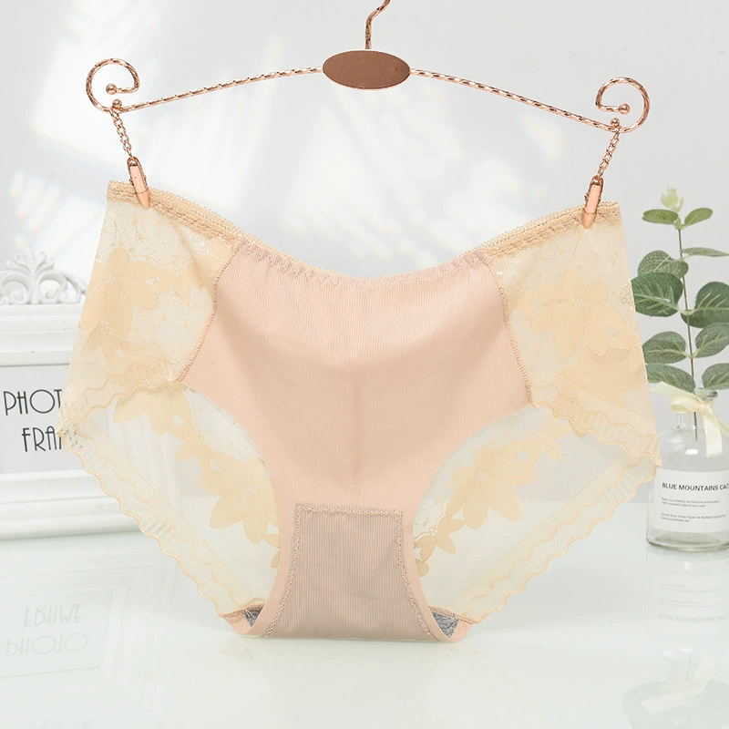 [80-130 pounds] Steo Ice Wicker Mid-waist underwear lace cotton inner crotch elastic briefs 1638