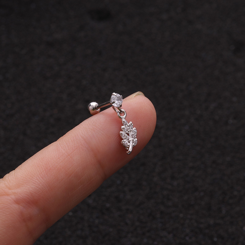 Cross-Border New Stainless Steel Screw Earrings European and American Zircon-Inlaid Pendant Ear Bone