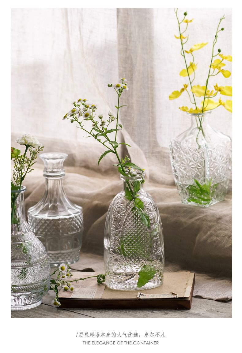 马德里细口透明创意欧式复古浮雕玻璃花瓶客厅宫廷插花花器摆件详情61