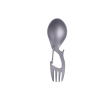 纯钛多功能叉勺 钛勺带开瓶器不锈钢叉勺 户外野营餐具钛勺子钛叉