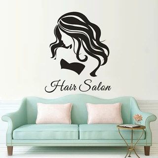 跨境新款Hair salon英文乙烯基精雕墙贴美发沙龙装饰画 KS449