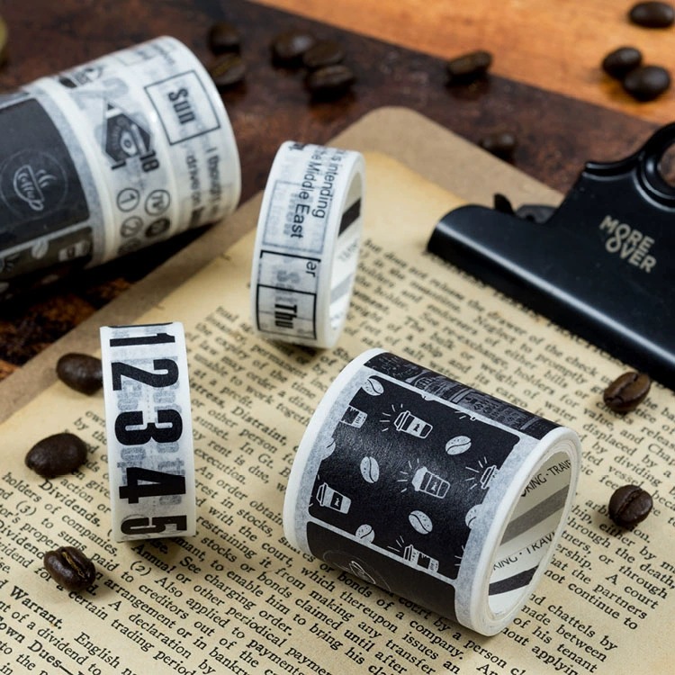 Manufactor machining Customized Glitter Paper tape black and white Solid Star People life series Paper tape