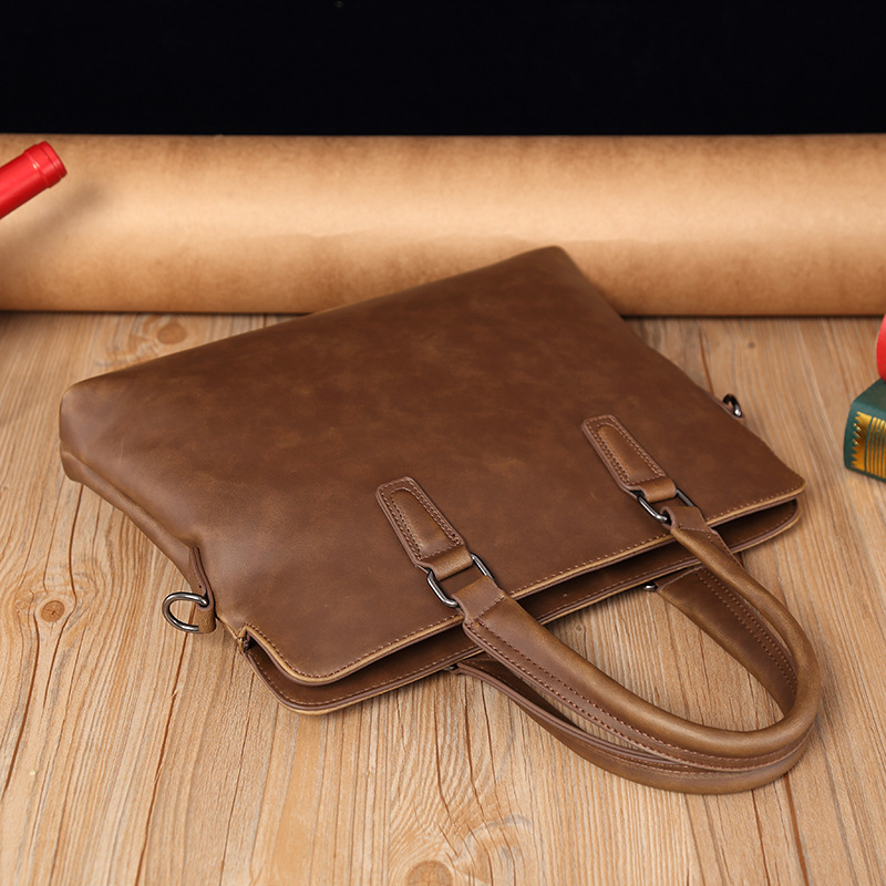 Borsa a tracolla Crazy Horse alla moda versione coreana 2025, in morbida pelle PU, per laptop, casual, da uomo_voghion.com