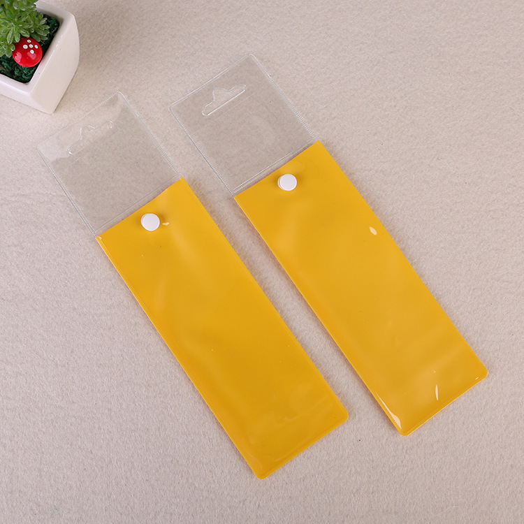 厂家直供塑料PVC笔袋 透明PVC文具袋 按扣PVC收纳袋