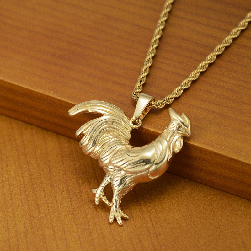 Cock Pattern Hip-Hop Retro Cock Titanium Steel Men's Pendant Necklace