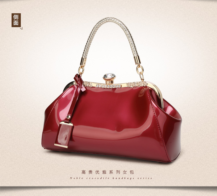 fashion diamond patent leather handbagpicture9
