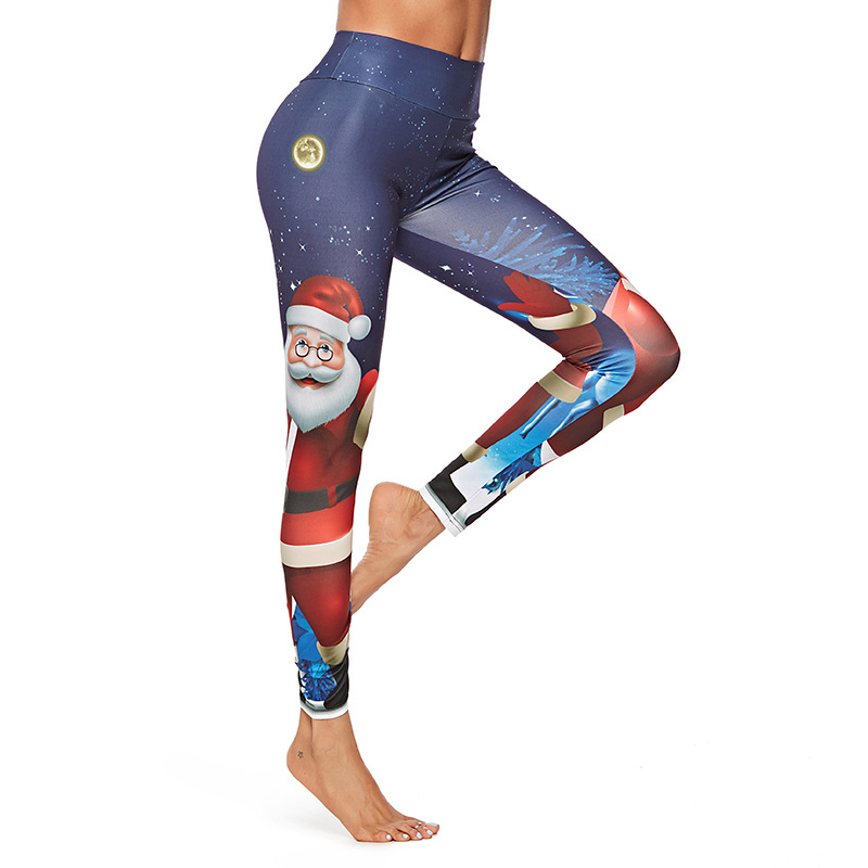 Pantalón de yoga deportivo con estampado digital del día de Navidad NSNS12246