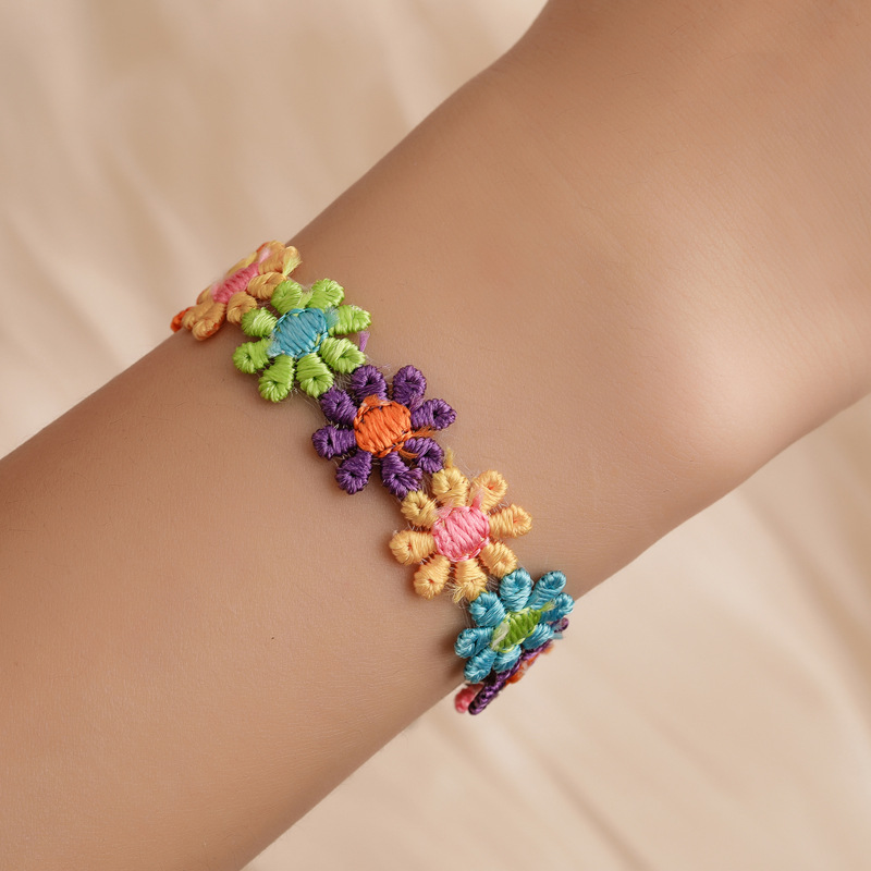 6g Weight Sweet Simple Style Flower Alloy Cloth Choker Wholesale