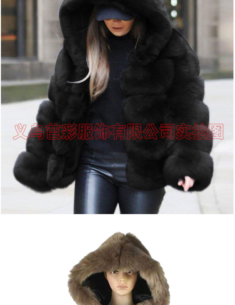 Her Lip ToのFaux Fur Hoodie Duffle Coat New Fur Splicing Fur One-piece Fur Like Women's Hoodie