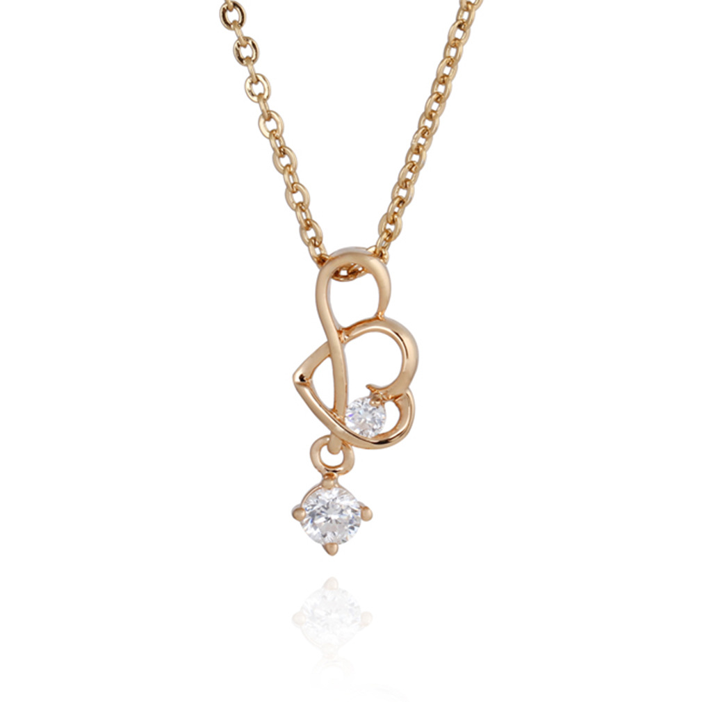 Brand copper necklace heart shaped with zircon