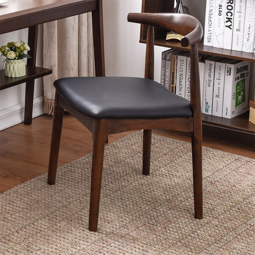 Jiayi solid wood horn chair simple leisure chair European style Western restaurant cafe hotel dining chair