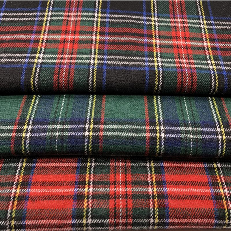 涤棉磨毛斜纹格子布 法兰绒衬衫半身裙男女童装格子面料 春秋格子