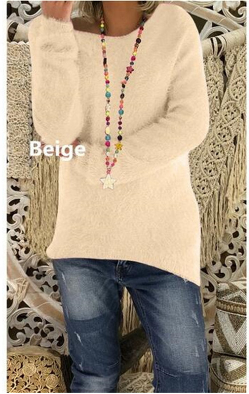 Pull surdimensionné à manches longues pour femme – Pull doux et chaud de couleur unie (noir/vert/rouge/jaune, S-5XL)_voghion.com