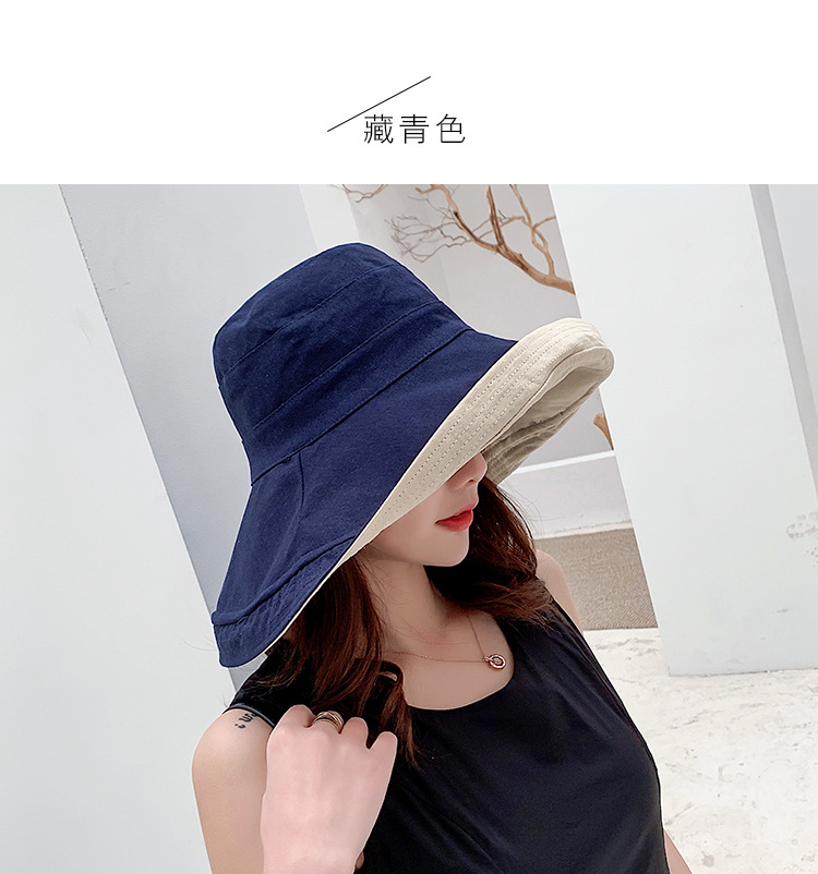 Double-sided Wearing Fisherman Hat Korea Big Brim Hat Solid Color Outdoor Cycling Foldable Sun Hat Wholesale Nihaojewelry display picture 4