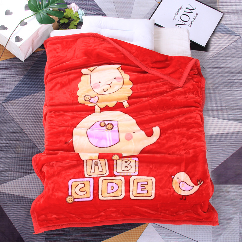 新生儿小毛毯卡通儿童云毯毛毯婴儿双层加厚冬季云毯幼儿园午睡毯|ru