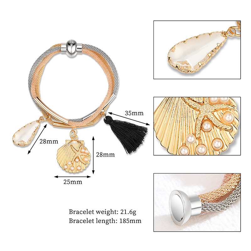 Pulsera de aleacin de estrella de mar con borlas de perlas de moda europea y americanapicture1
