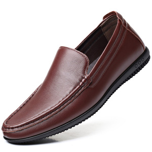 抖音快手同款真皮豆豆鞋一脚蹬男皮鞋头层牛皮冬季加绒休闲驾车鞋